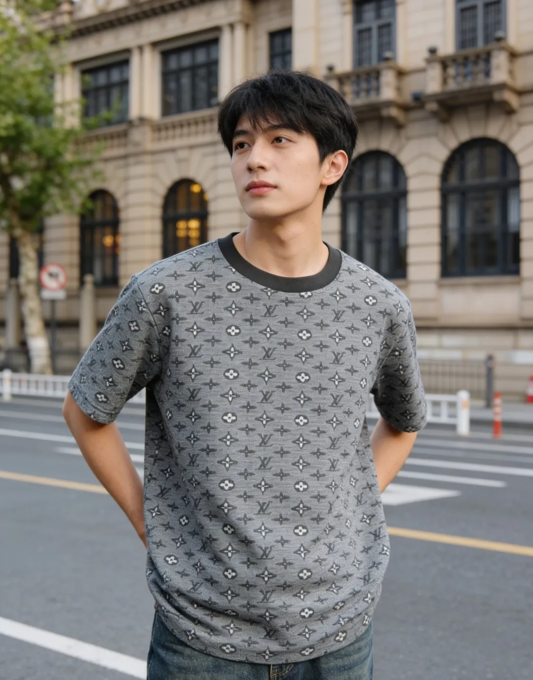 Louis Vuitton/Louis Vuitton 26ss all-over presbyopia jacquard short sleeves